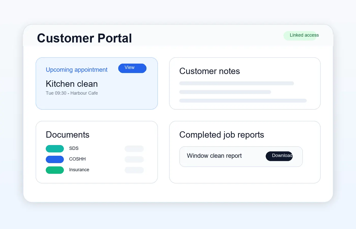 ServiceFlow customer portal screen